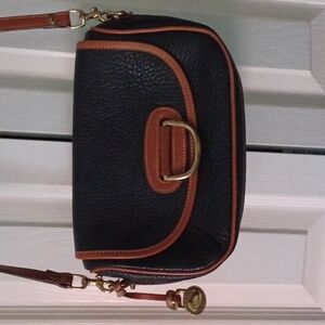 Dooney & Bourke Pebbled Leather Black/ Brown Leather  Crossbody